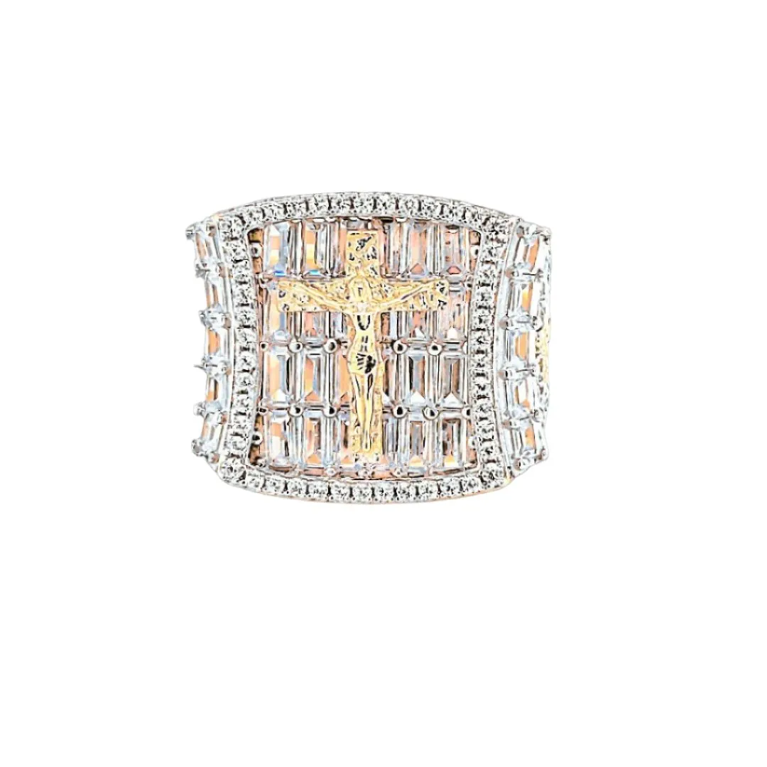 Religious Jesus Cross Emerald Zirconia Ring - C10183
