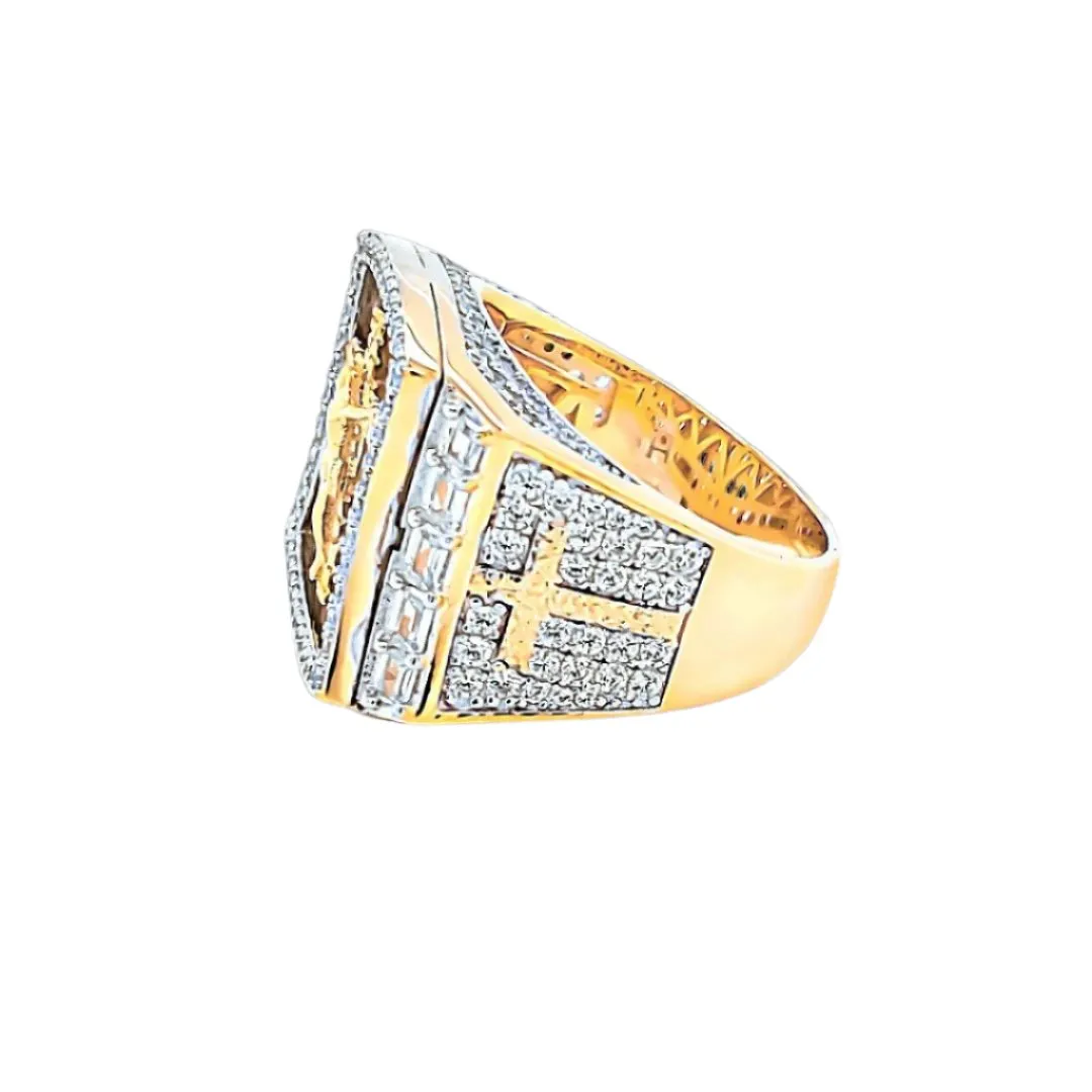 Religious Jesus Cross Emerald Zirconia Ring - C10183