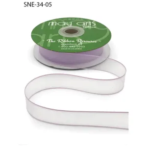Ribbon - 3/4 Inch Soft Sheer Ribbon with Thin Solid Edge - Lavender