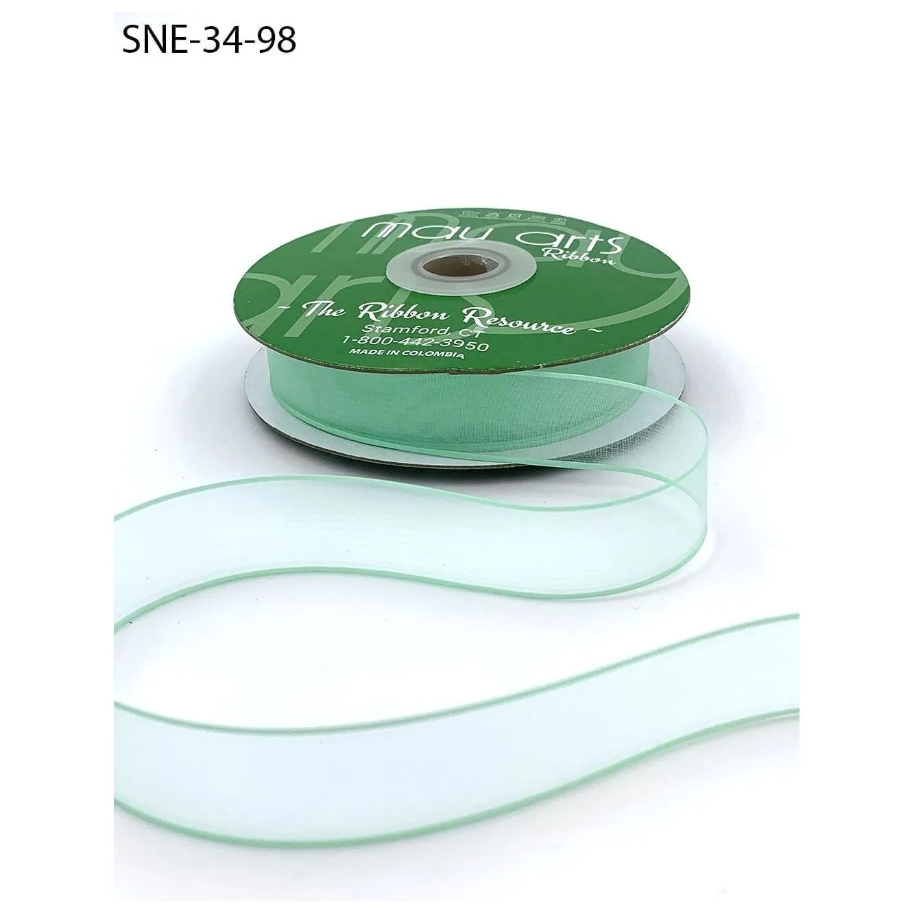 Ribbon - 3/4 Inch Soft Sheer Ribbon with Thin Solid Edge - Mint