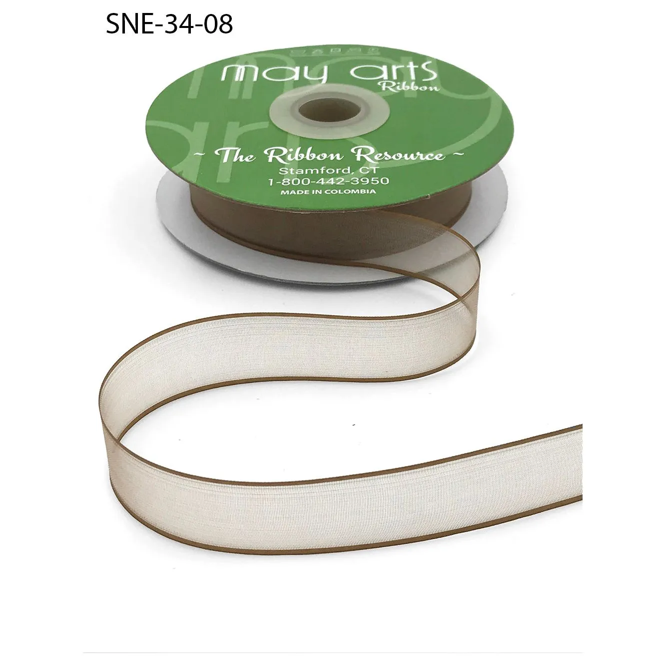 Ribbon - 3/4 Inch Soft Sheer Ribbon with Thin Solid Edge - Taupe