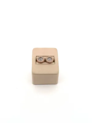 Rose Gold Hybrid Setting Diamond Earrings