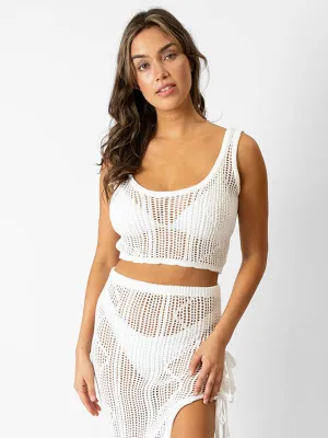Santorini Knit Scoop Tank in Cream