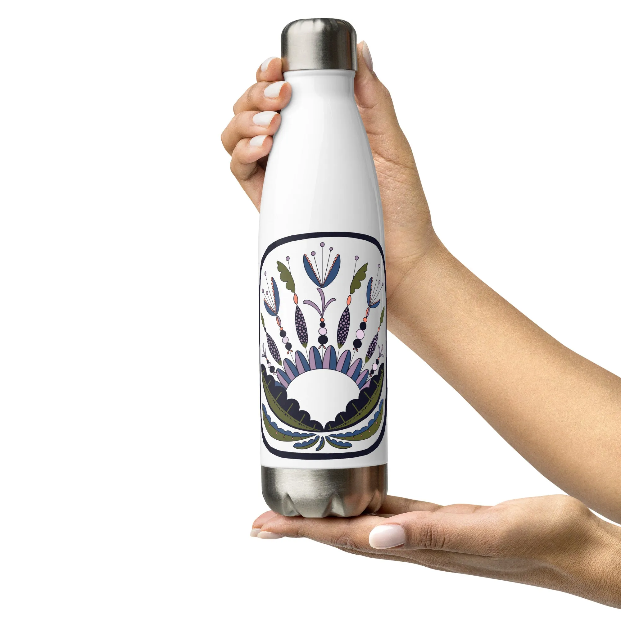 Scandinavian Folkart - Stainless Steel Water Bottle