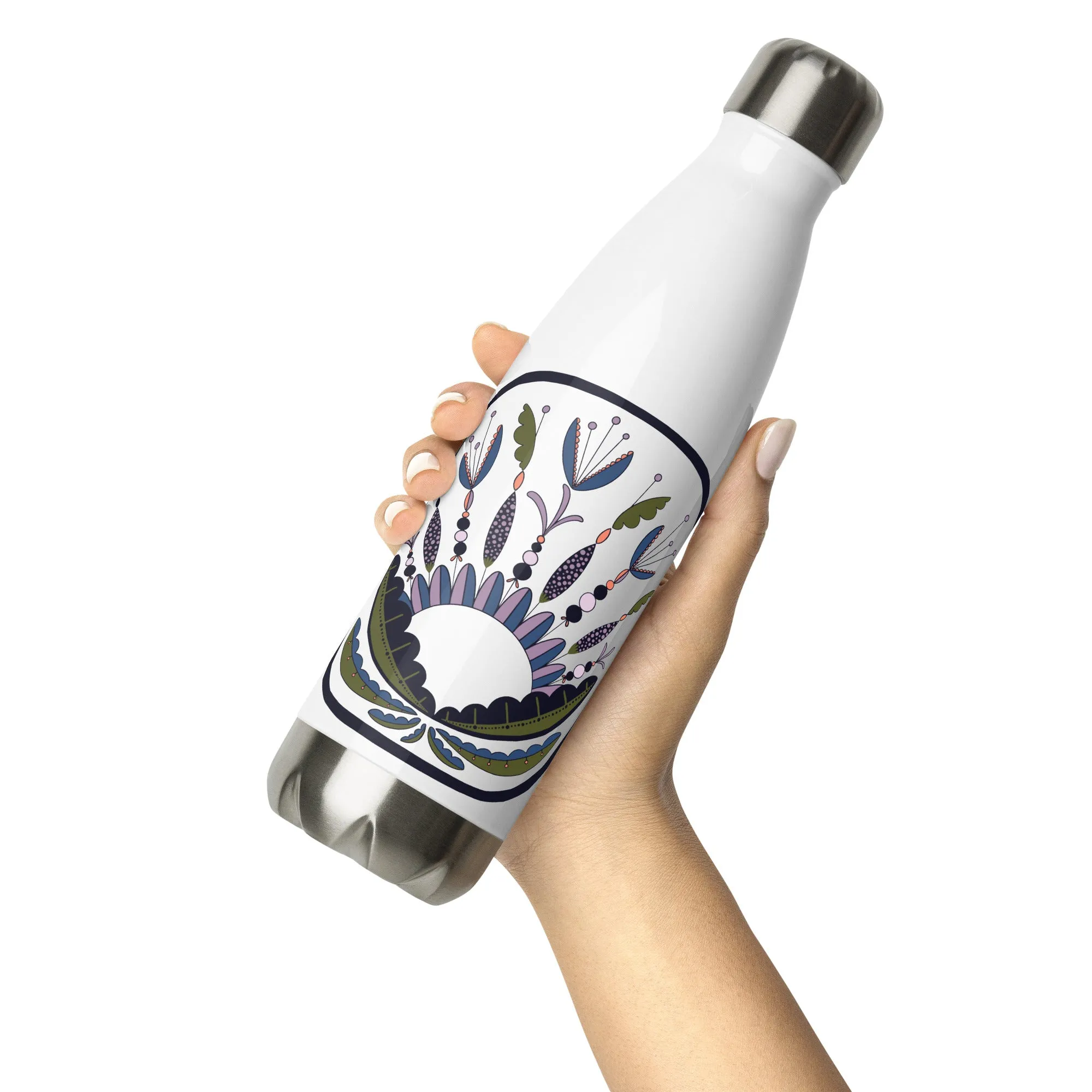 Scandinavian Folkart - Stainless Steel Water Bottle