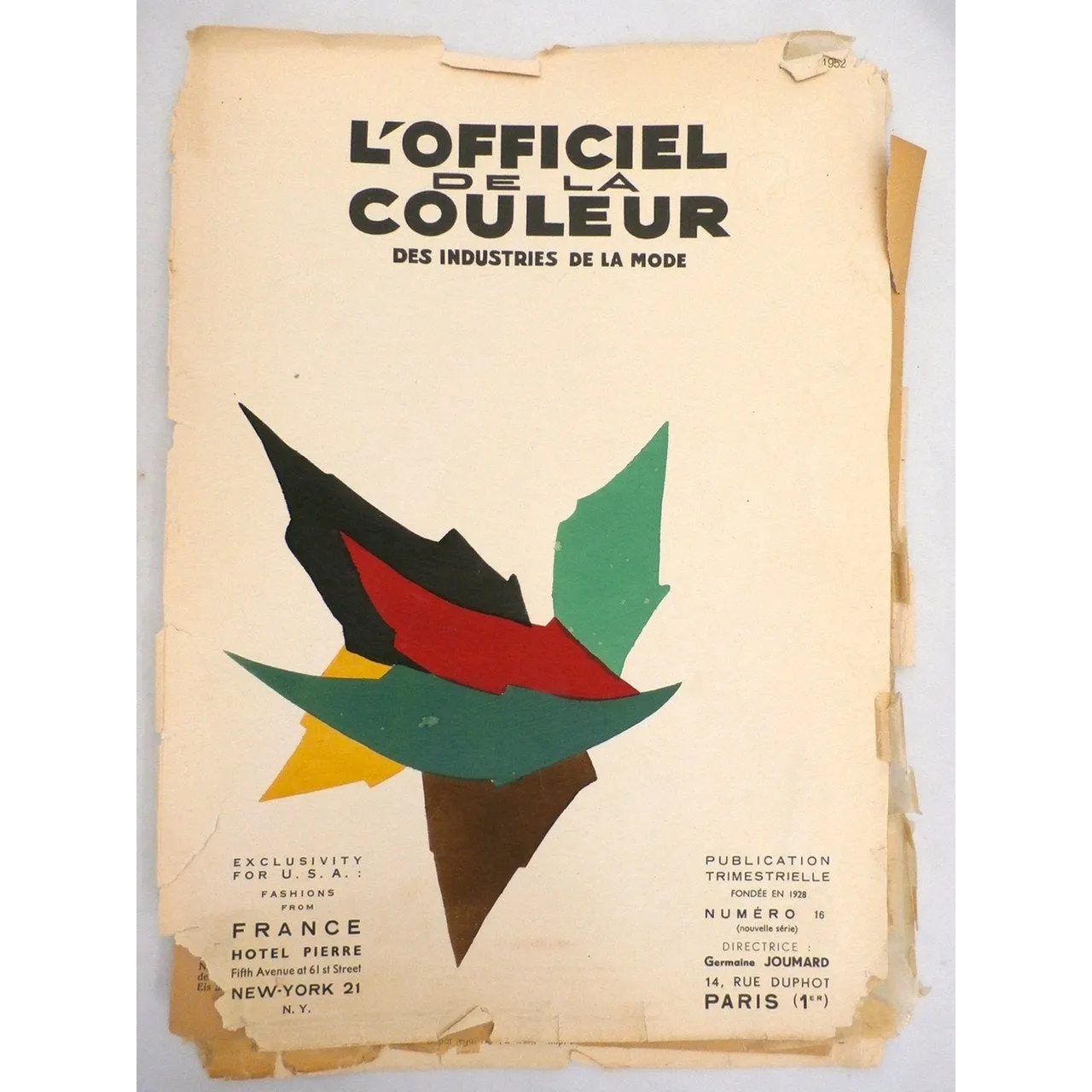 Schiaparelli Vintage Officiel De La Couleur Des Industries De La Mode No. 6 Hiver '52