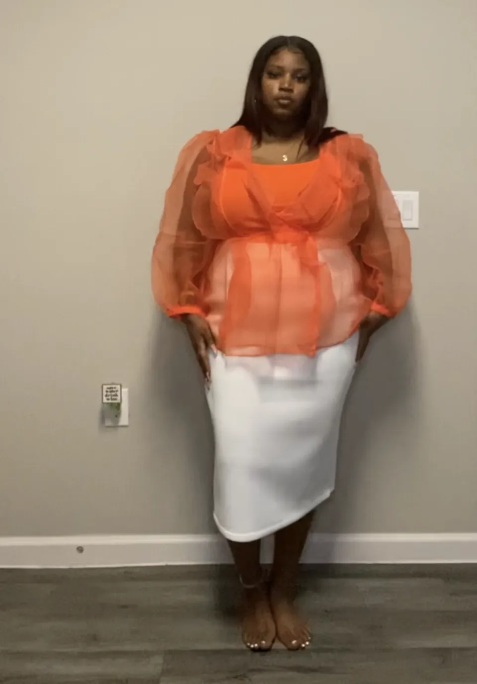 Sheer Balloon Sleeve Top