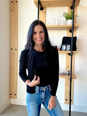 Sheer Knit Cardigan in Black