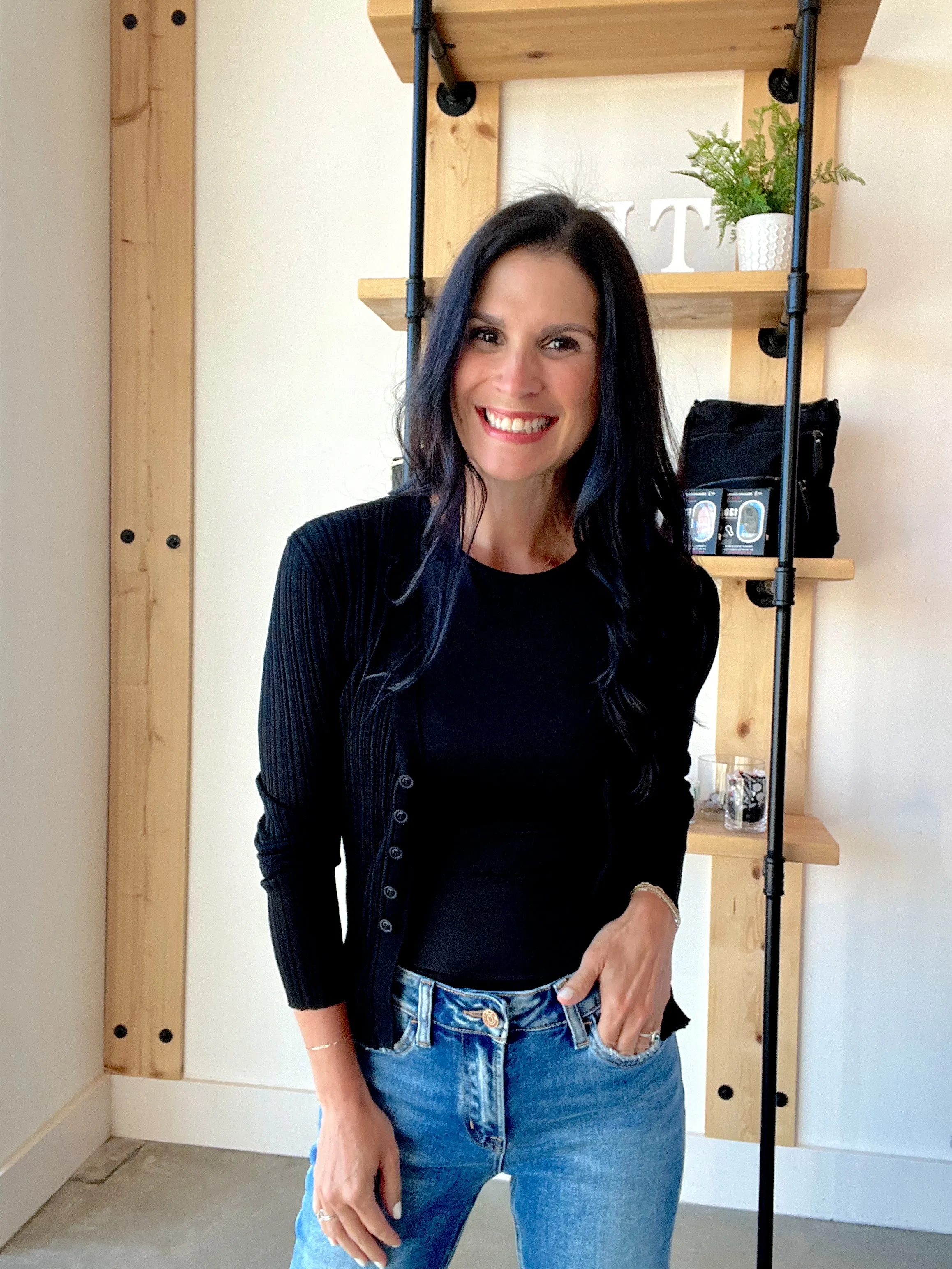 Sheer Knit Cardigan in Black