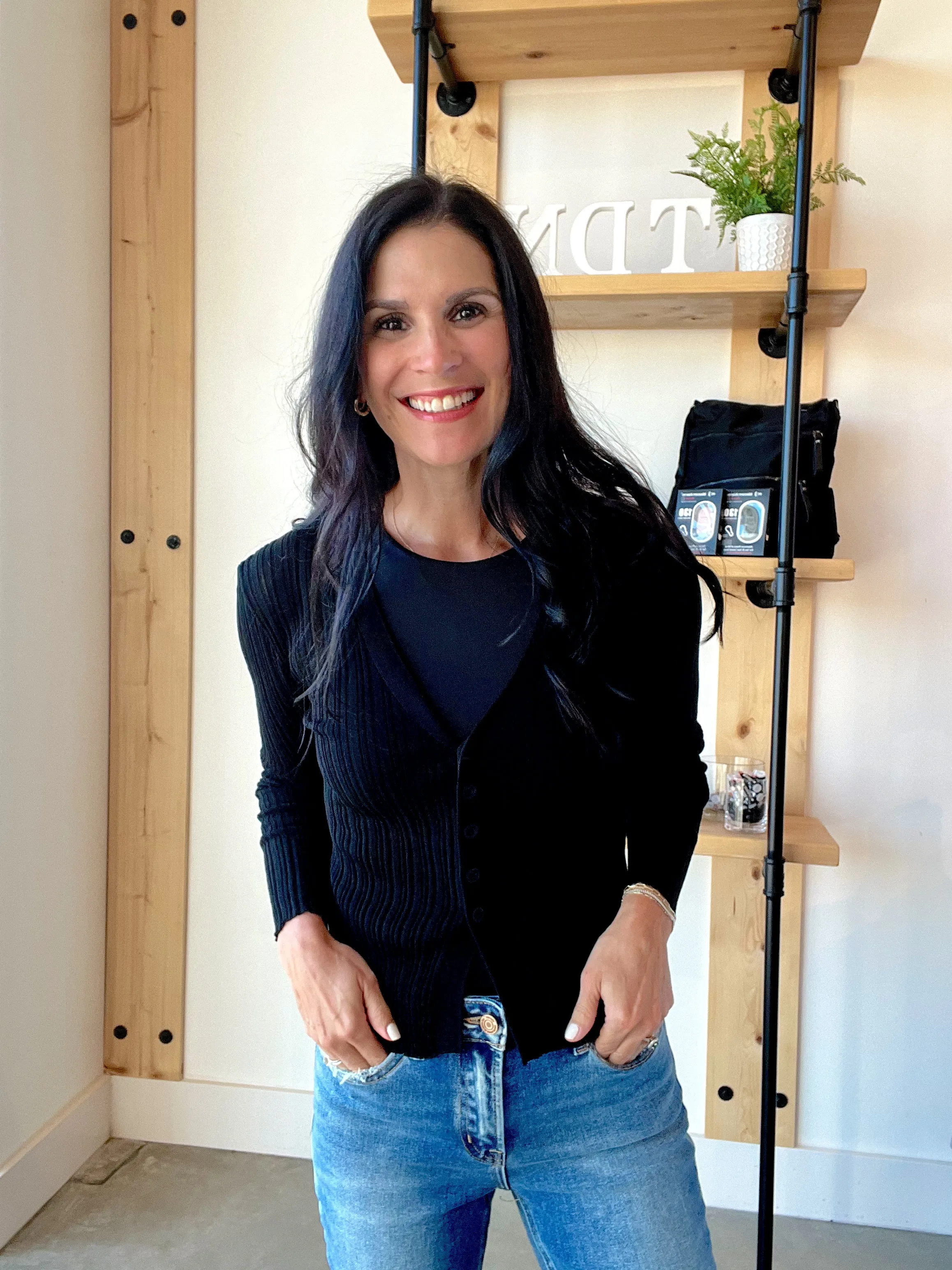 Sheer Knit Cardigan in Black