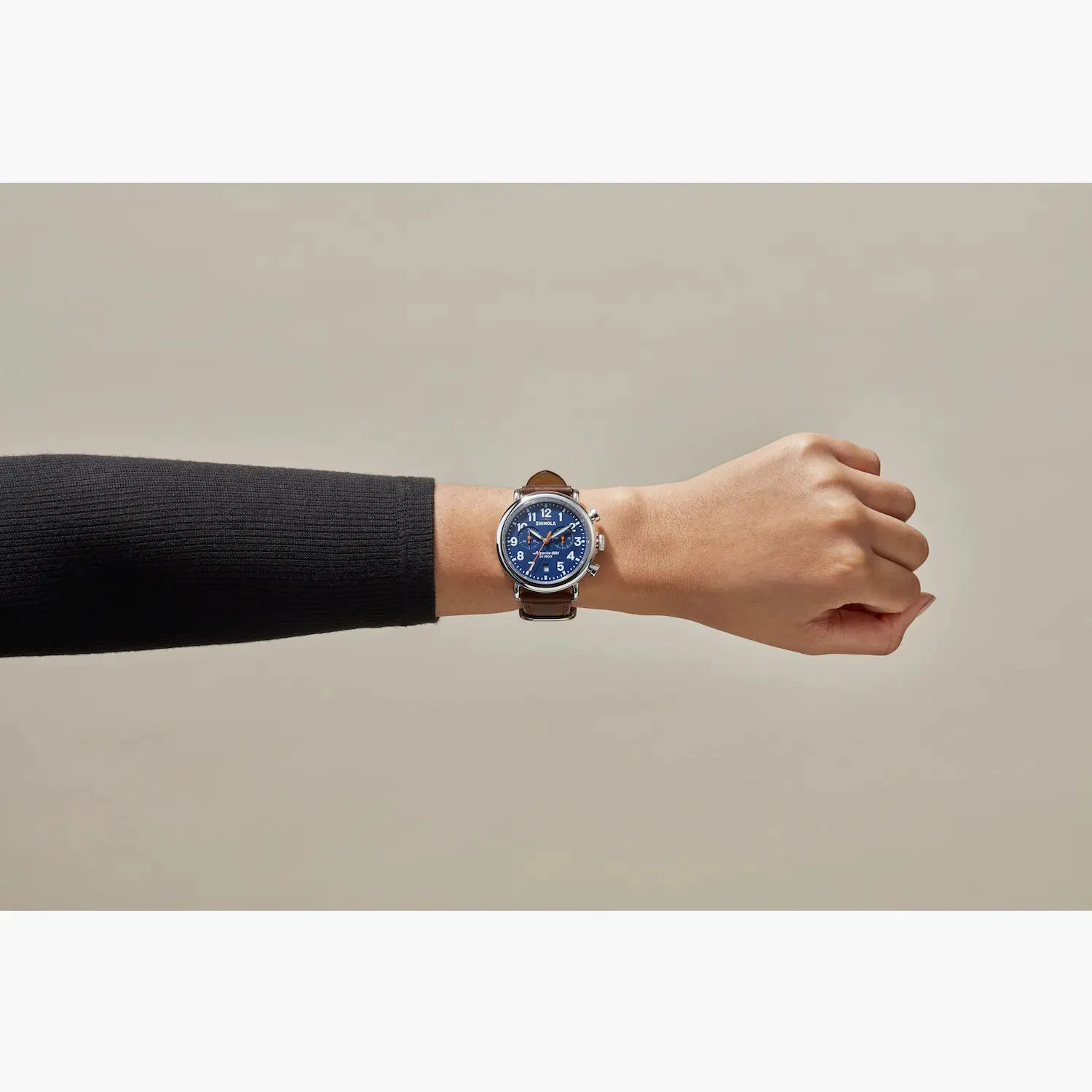 Shinola, The Runwell 41mm Blue Dial Brown Leather