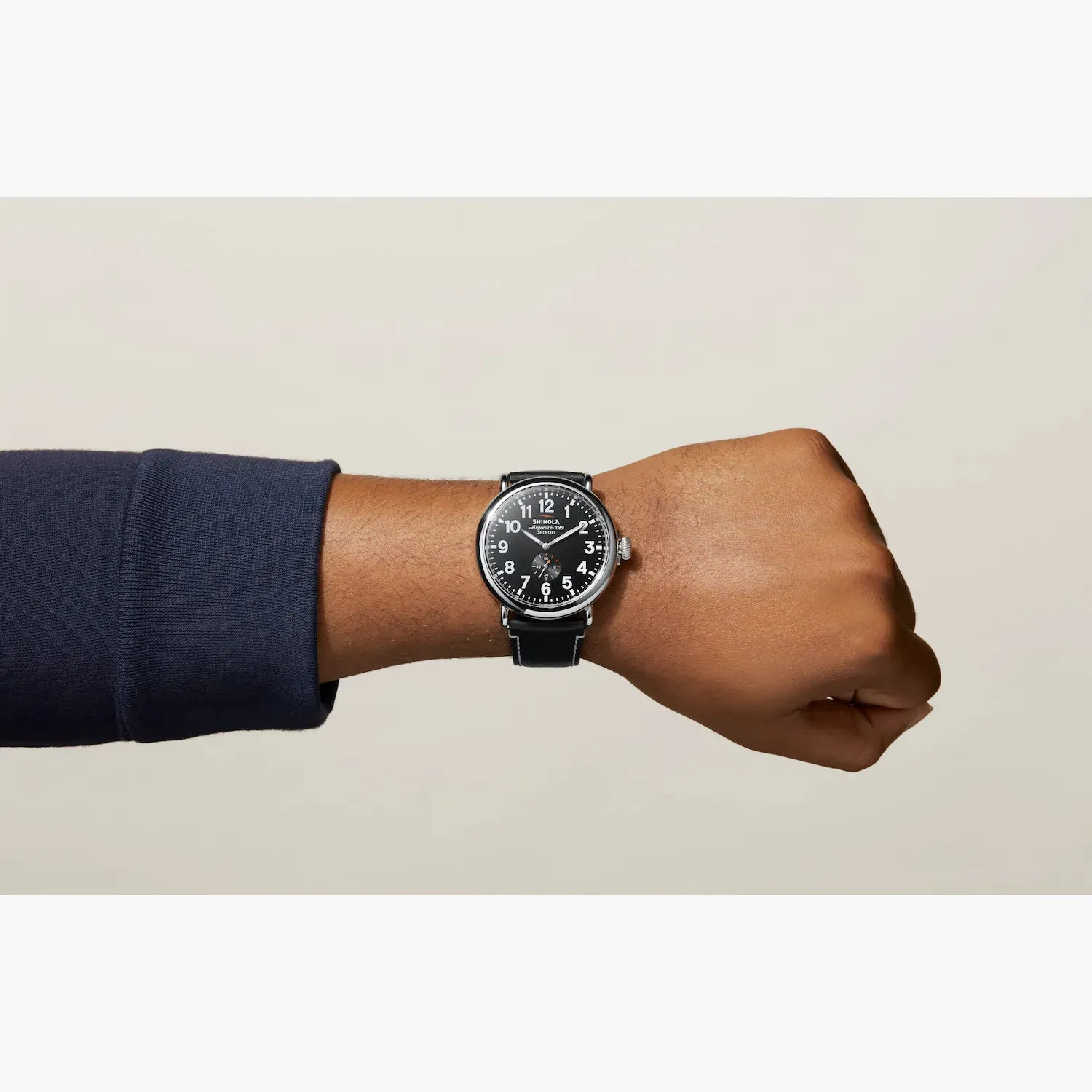 Shinola, The Runwell 47mm Black Dial Black Leather