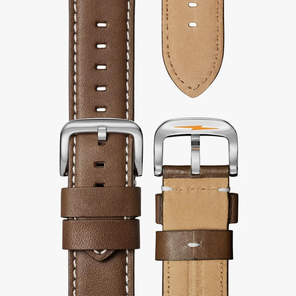 Shinola The Runwell 47mm Brown Leather Strap Cream Dial Mens Watch S0110000039