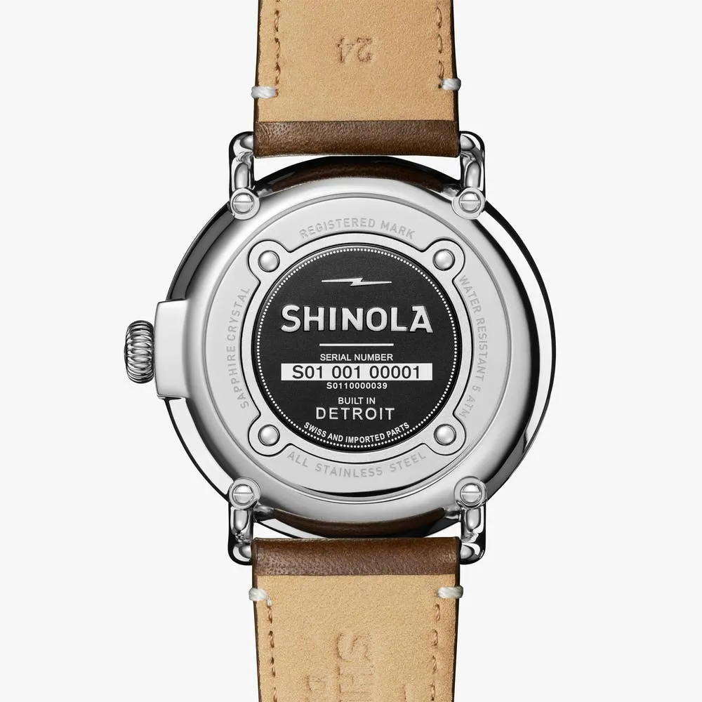 Shinola The Runwell 47mm Brown Leather Strap Cream Dial Mens Watch S0110000039