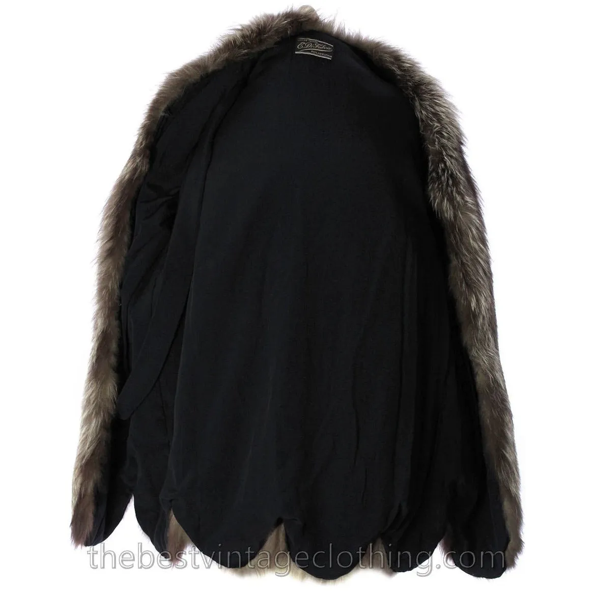 Silver Fox Coat Jacket Vintage 1940s Huge Shoulders Stunning Large  E.DiFulvio Furrier