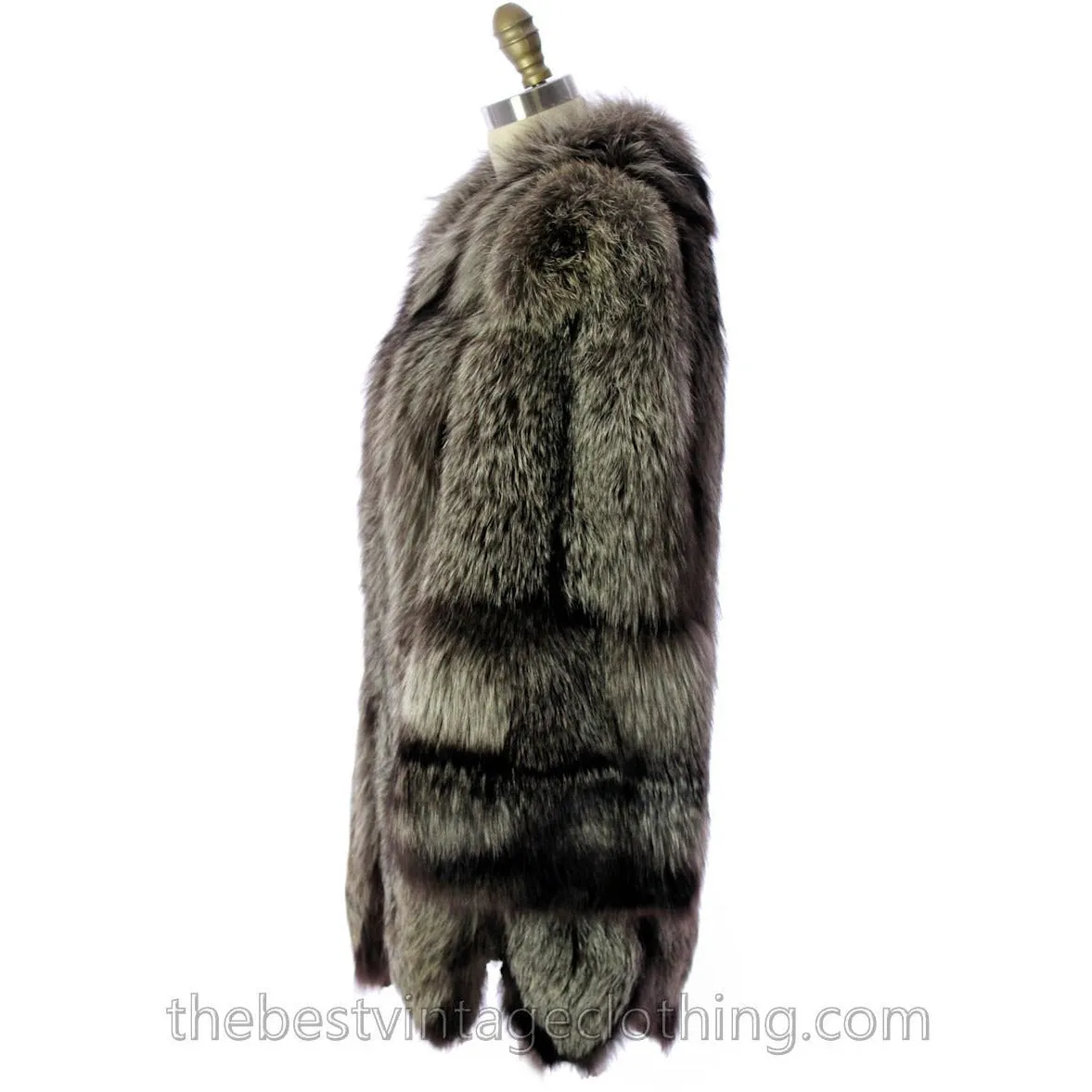 Silver Fox Coat Jacket Vintage 1940s Huge Shoulders Stunning Large  E.DiFulvio Furrier