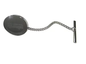 Silver Toned Etched Oval Fire Truck Tie Tack