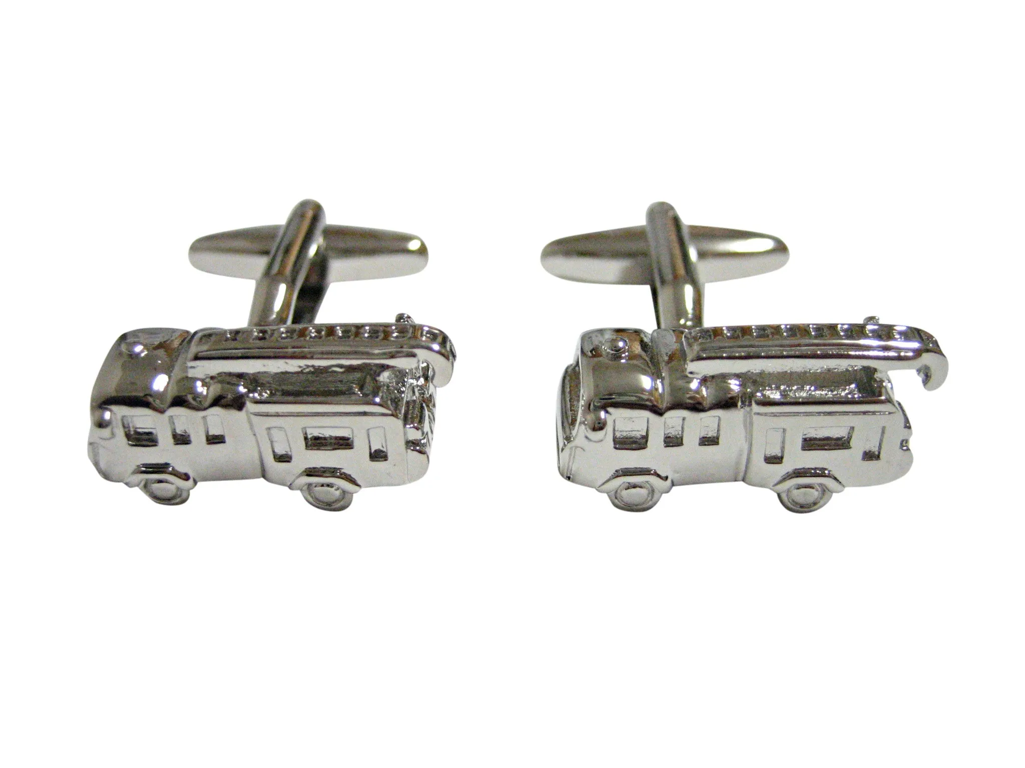 Silver Toned Fire Engine Cufflinks