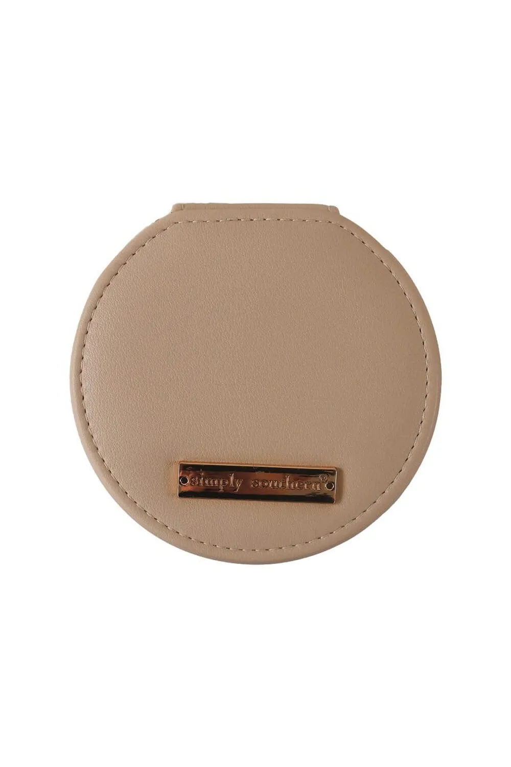Simply Southern Round Jewelry Box Case in Cream | PP-0125-BAG-LTHR-JWLBX-MIAMI-CRM