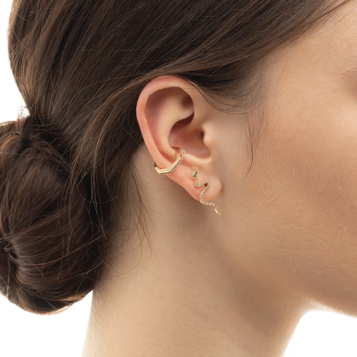 SNAKE KNOT Emerald Eye Earring