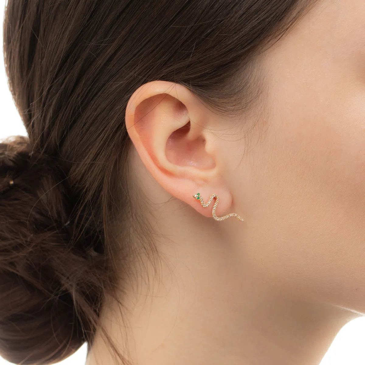 SNAKE KNOT Emerald Eye Earring