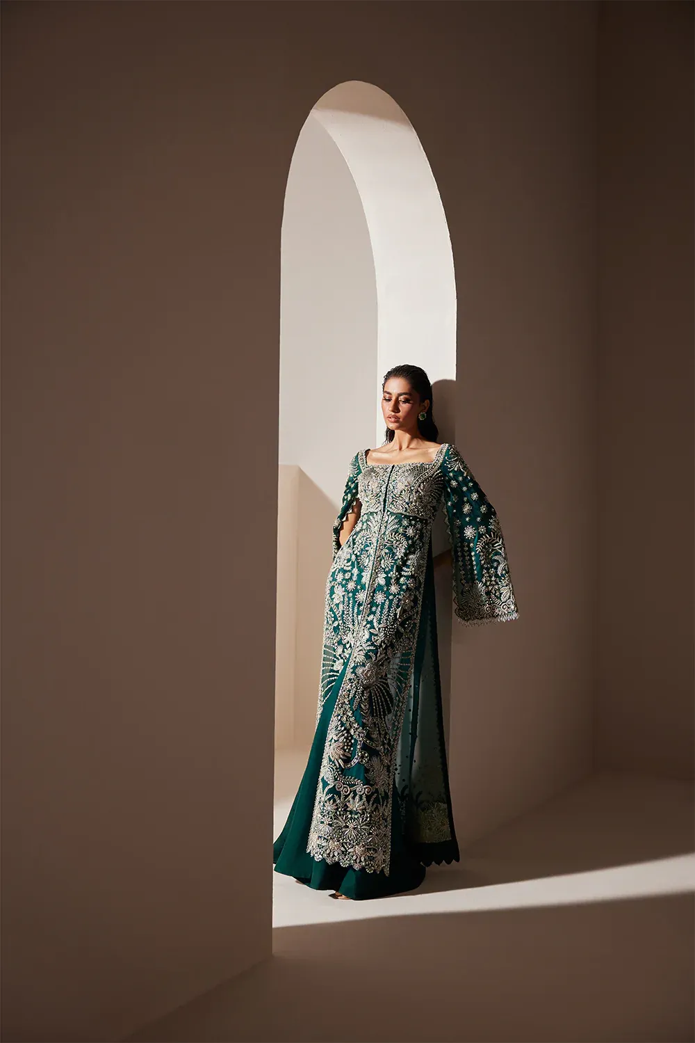 Soraya Luxe Wedding Festive Oraganza Hande Made Unstitched Emerald Elegance