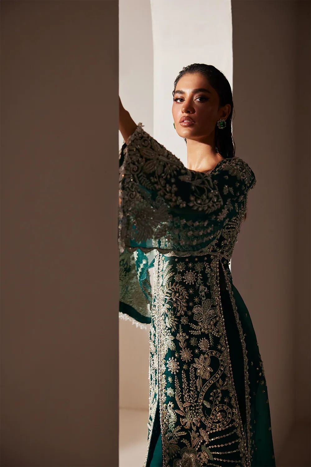 Soraya Luxe Wedding Festive Oraganza Hande Made Unstitched Emerald Elegance