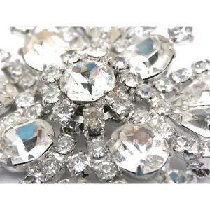 Sparkling Ice Vintage Rhinestone Brooch Signed Kramer of New York 1950s 2" Rhodium Setting