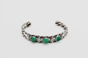 Sterling Silver Native Thunderbird Braided Turquoise Cuff