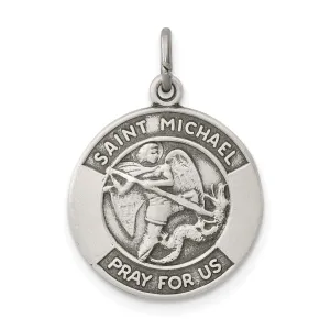 Sterling Silver Oxidized Saint Michael Medal