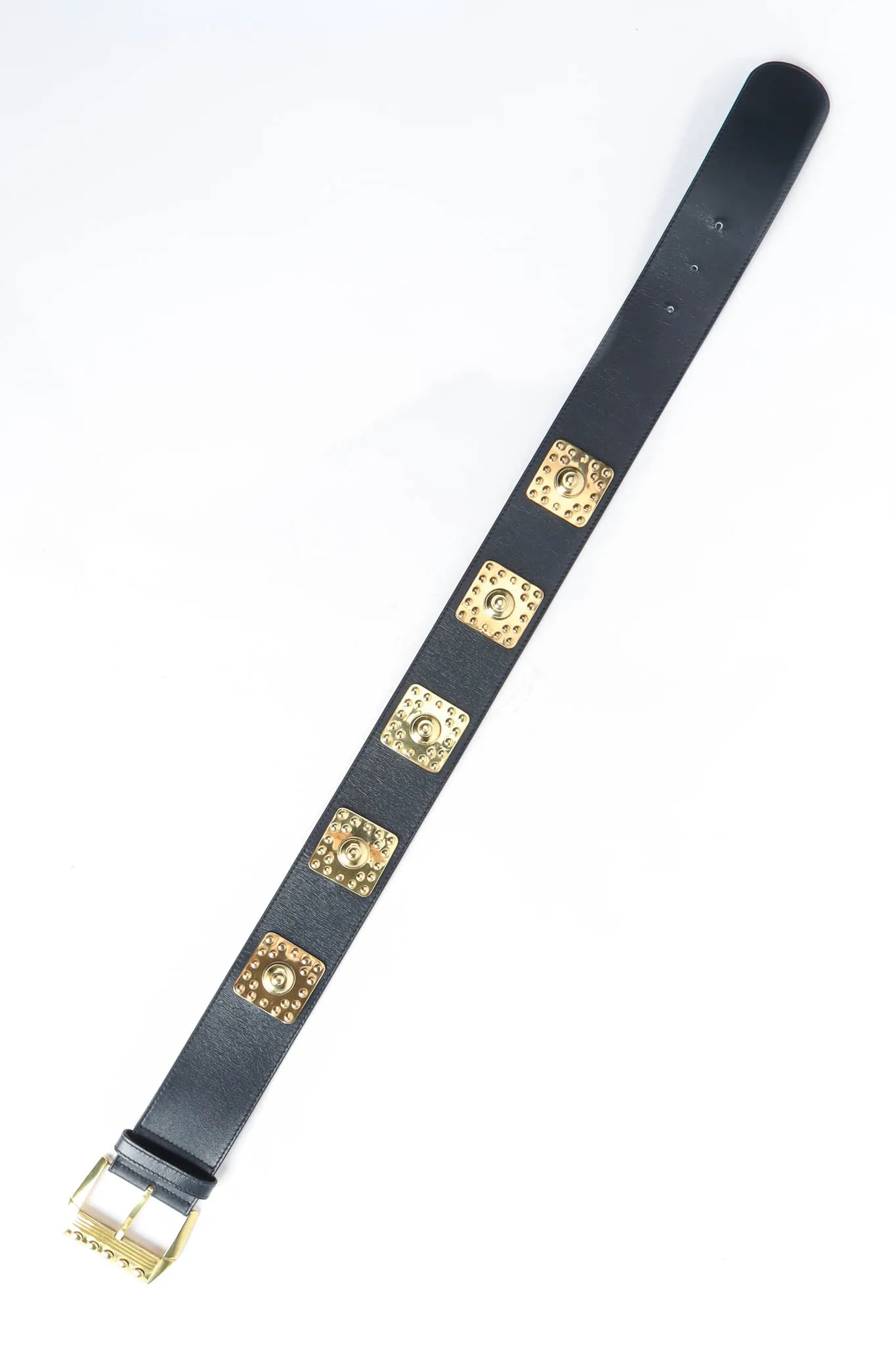 Stud Plate Leather Belt