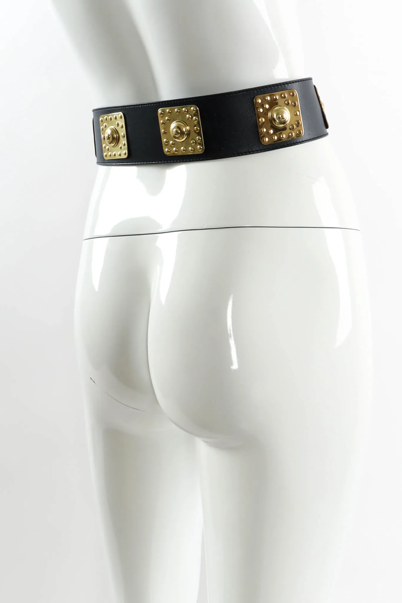 Stud Plate Leather Belt