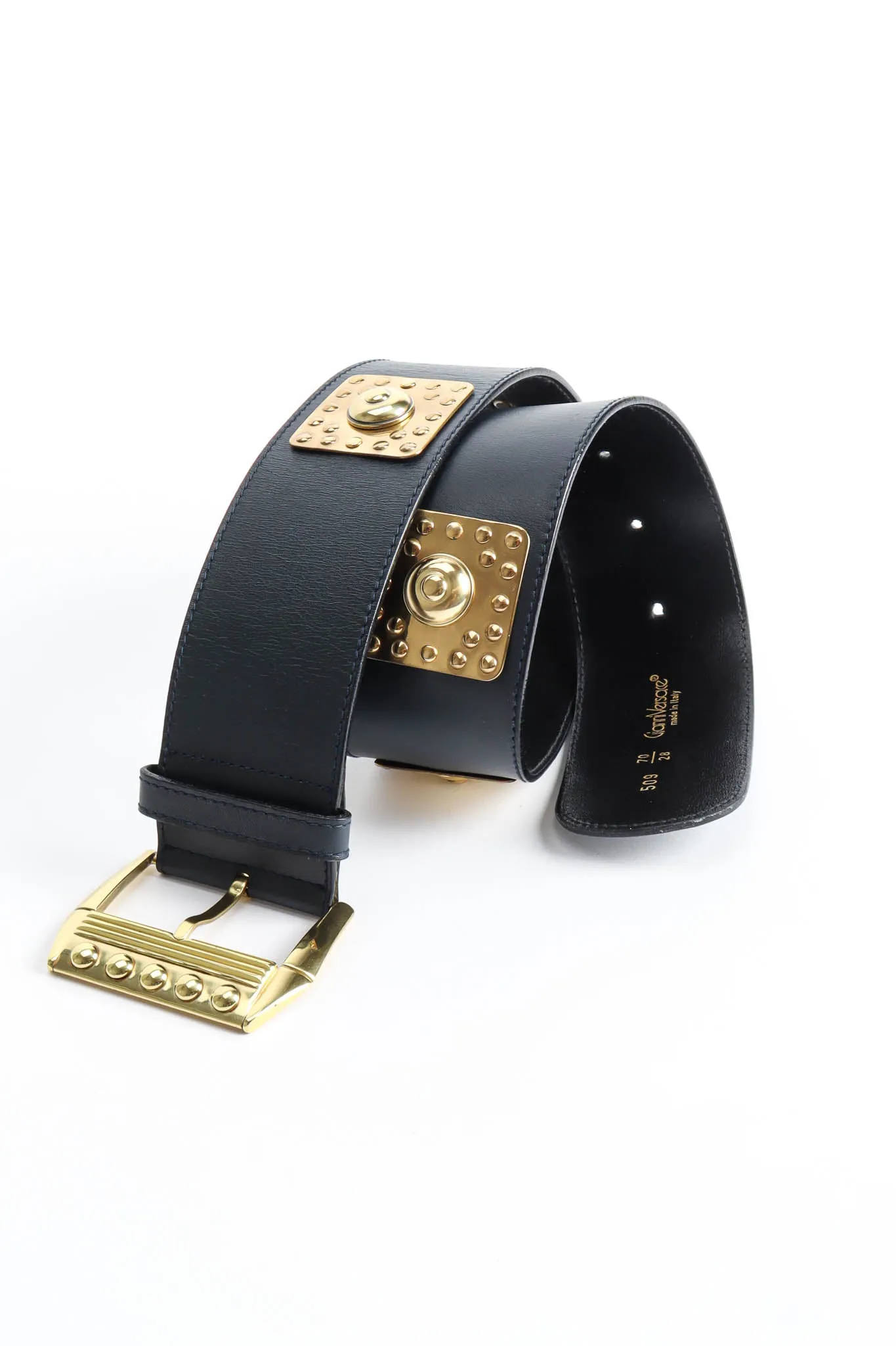 Stud Plate Leather Belt