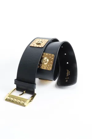 Stud Plate Leather Belt