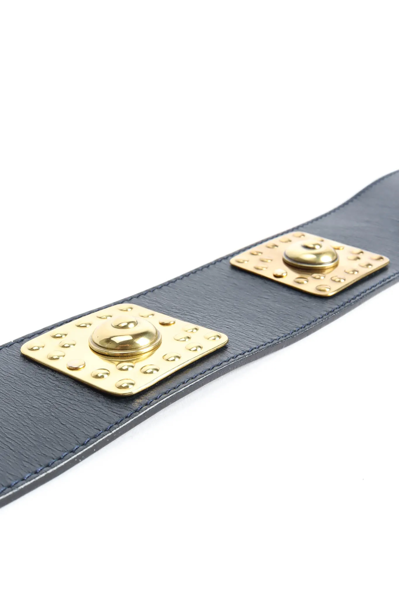 Stud Plate Leather Belt