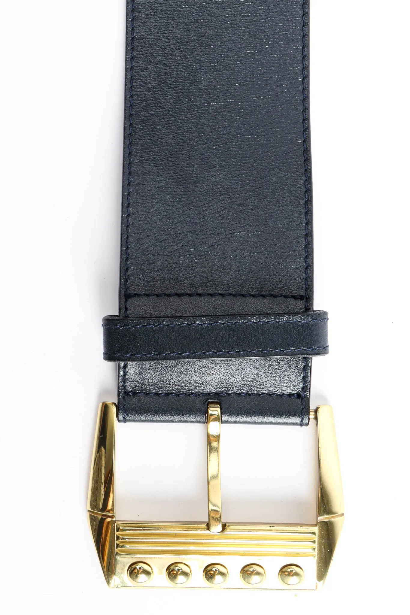 Stud Plate Leather Belt