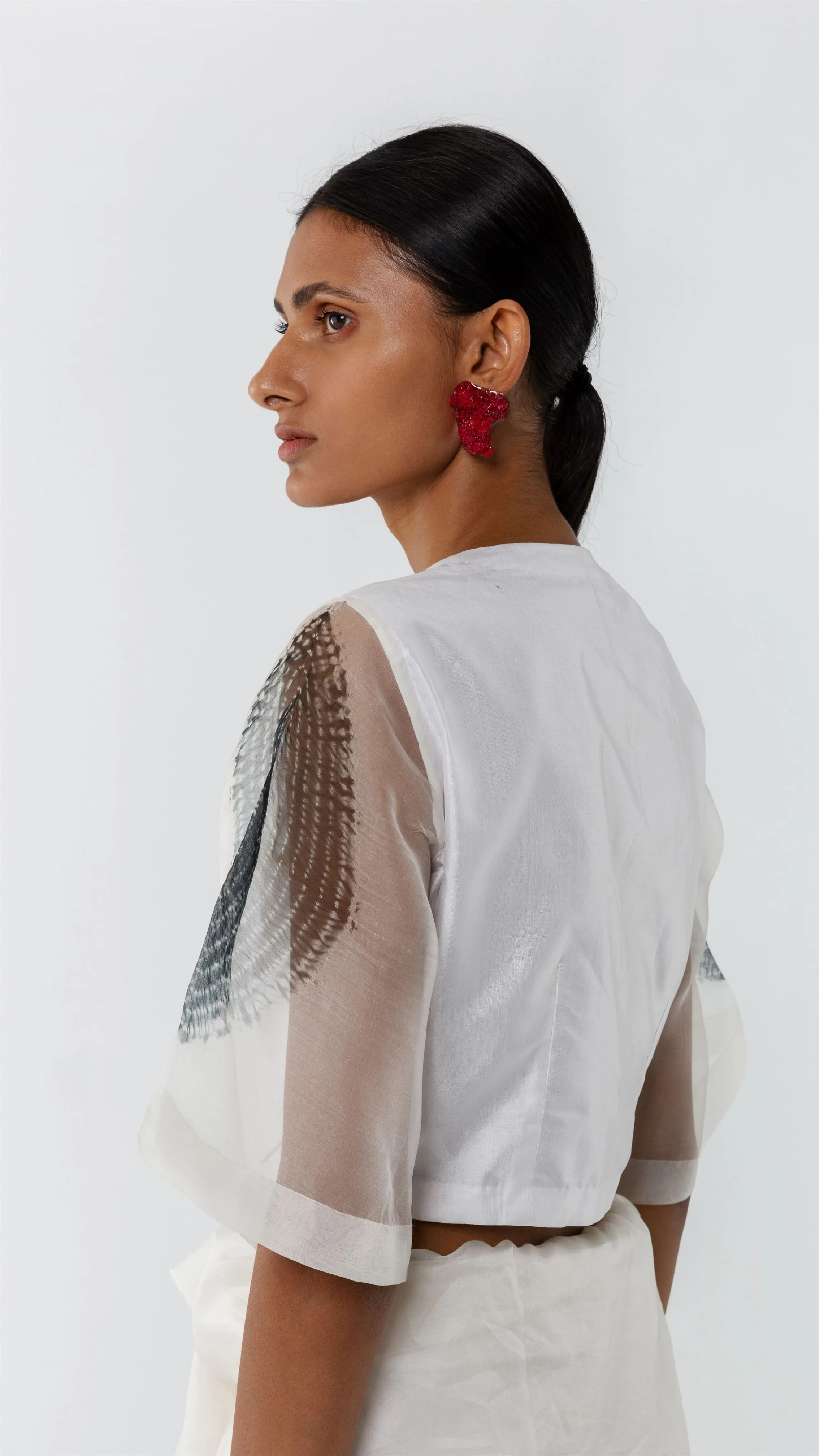 Studio Medium   I   Shibori Harlan EYE BLOUSE - WHITE/BLACKPOLB 70