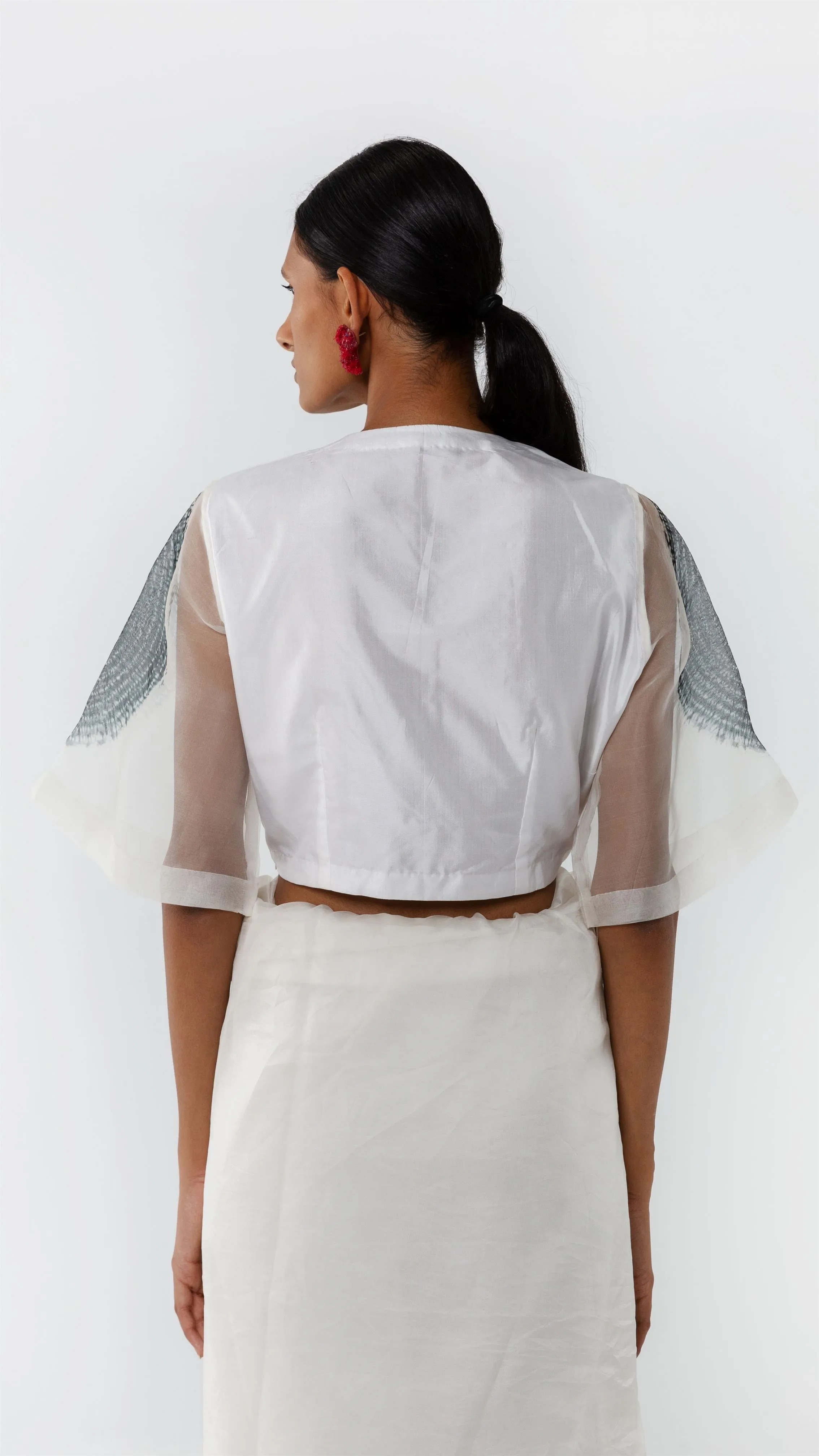 Studio Medium   I   Shibori Harlan EYE BLOUSE - WHITE/BLACKPOLB 70