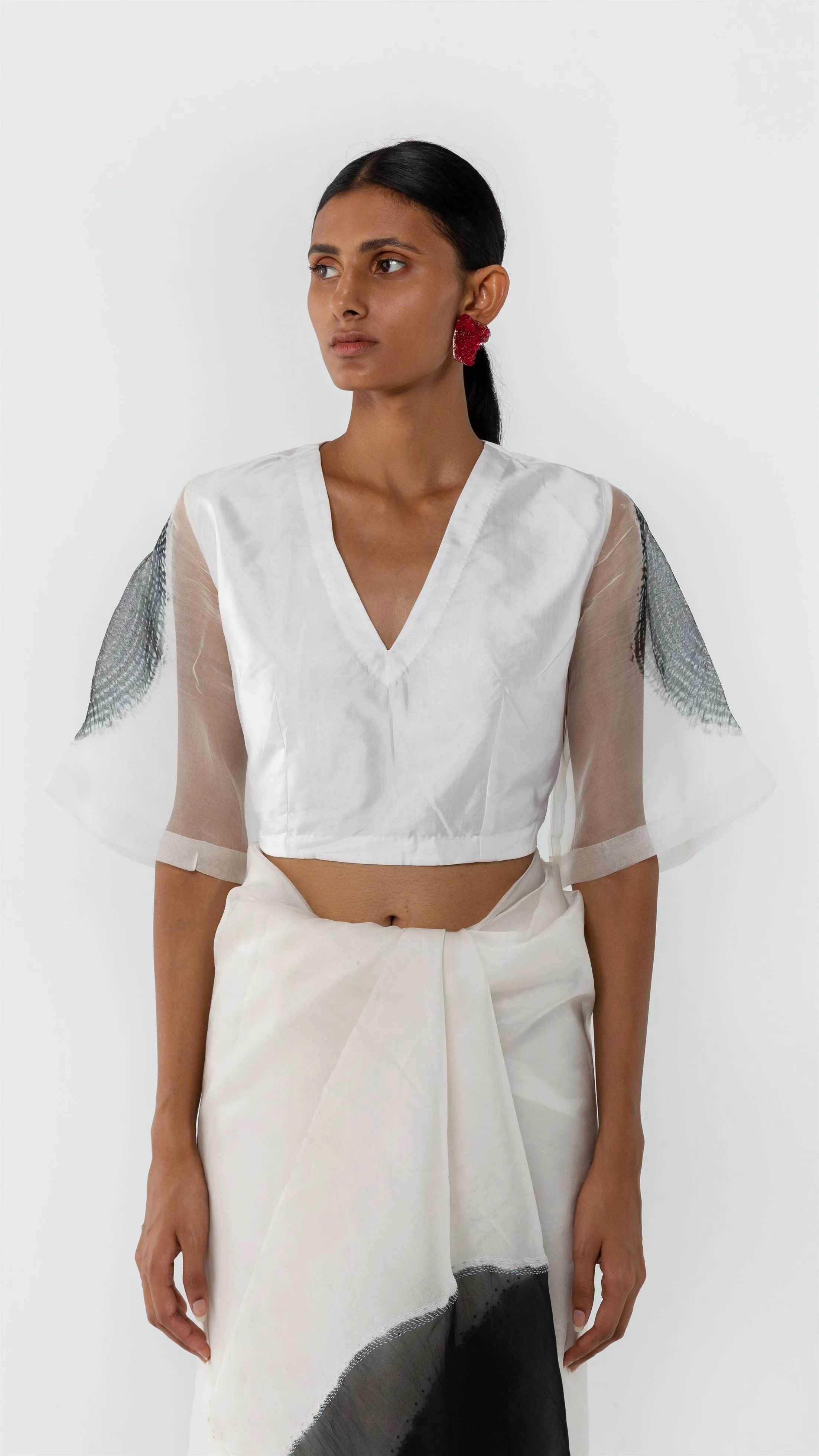 Studio Medium   I   Shibori Harlan EYE BLOUSE - WHITE/BLACKPOLB 70