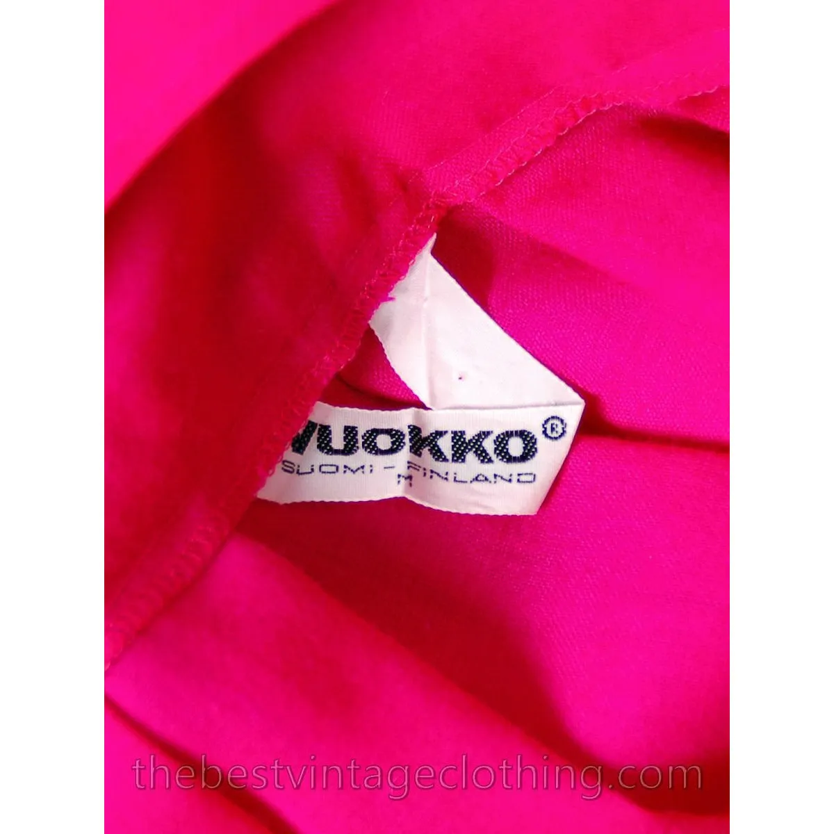Stunning Vintage 1970s Vuokko Gown Fuchsia Pink Wool Voile Long Voluminous M