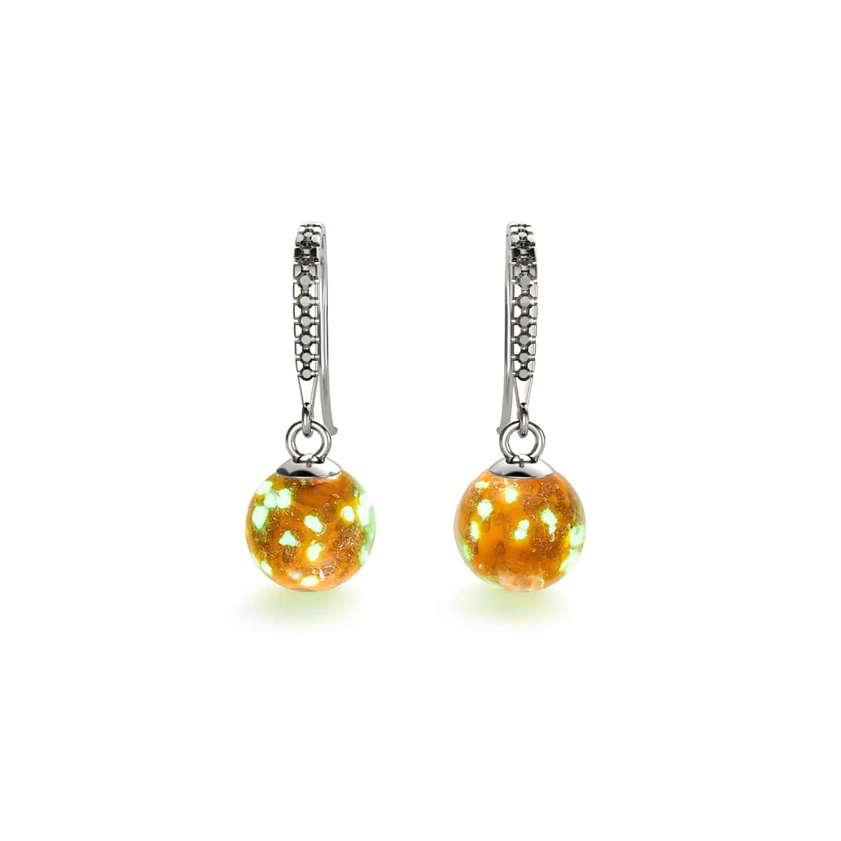 Tangerine | .925 Sterling Silver | Firefly Glass Huggie Earrings