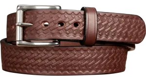 The Eastwood: Men's Brown Basket Weave Leather Belt Max Thick 1.50"