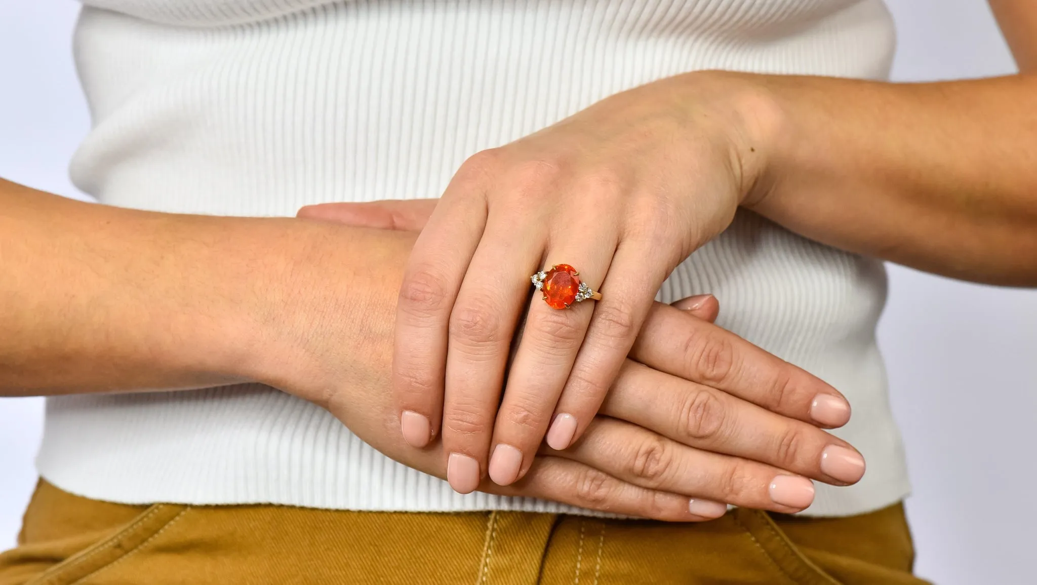 Tiffany & Co. Vintage 4.86 CTW Fire Opal Diamond 18 Karat Gold Ring