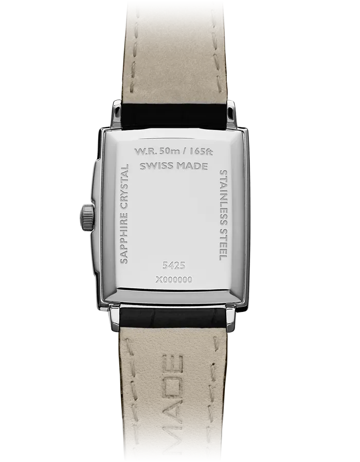 Toccata Men's Rectangular White Dial Black Leather Watch
