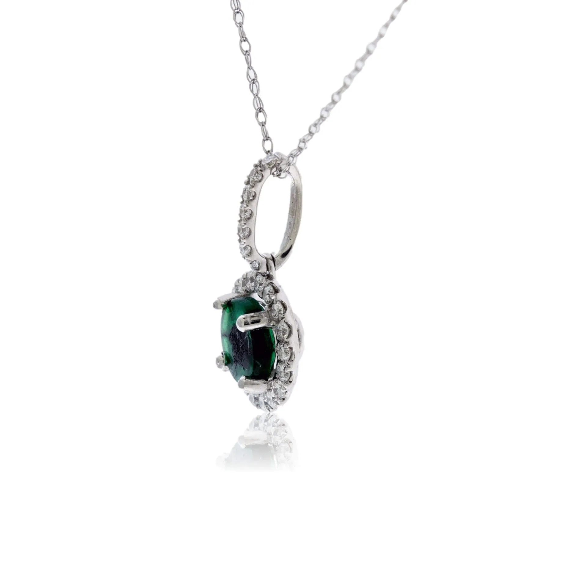 Trapiche Emerald Pendant with Diamond Halo