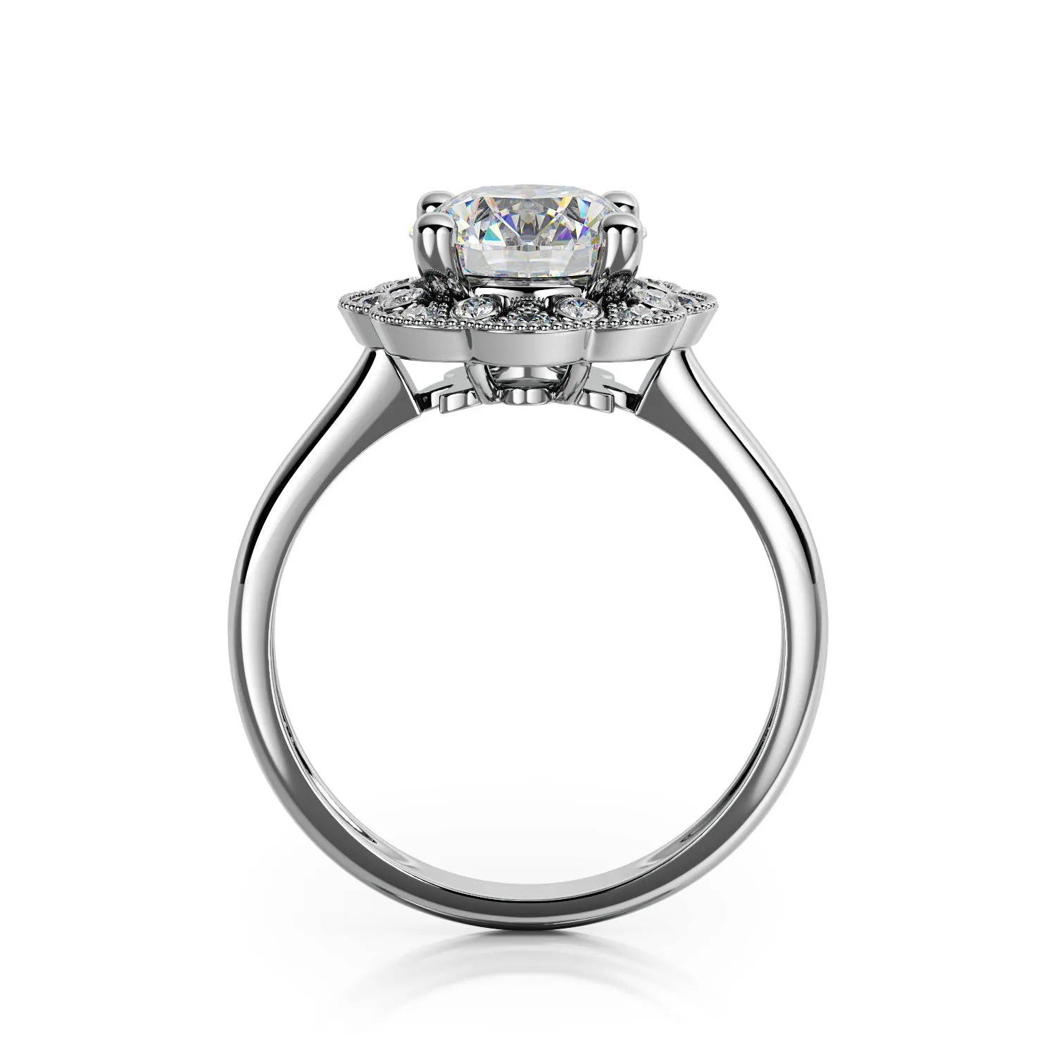 Twilight Decorative Halo Natural Round  Diamond Engagement Ring