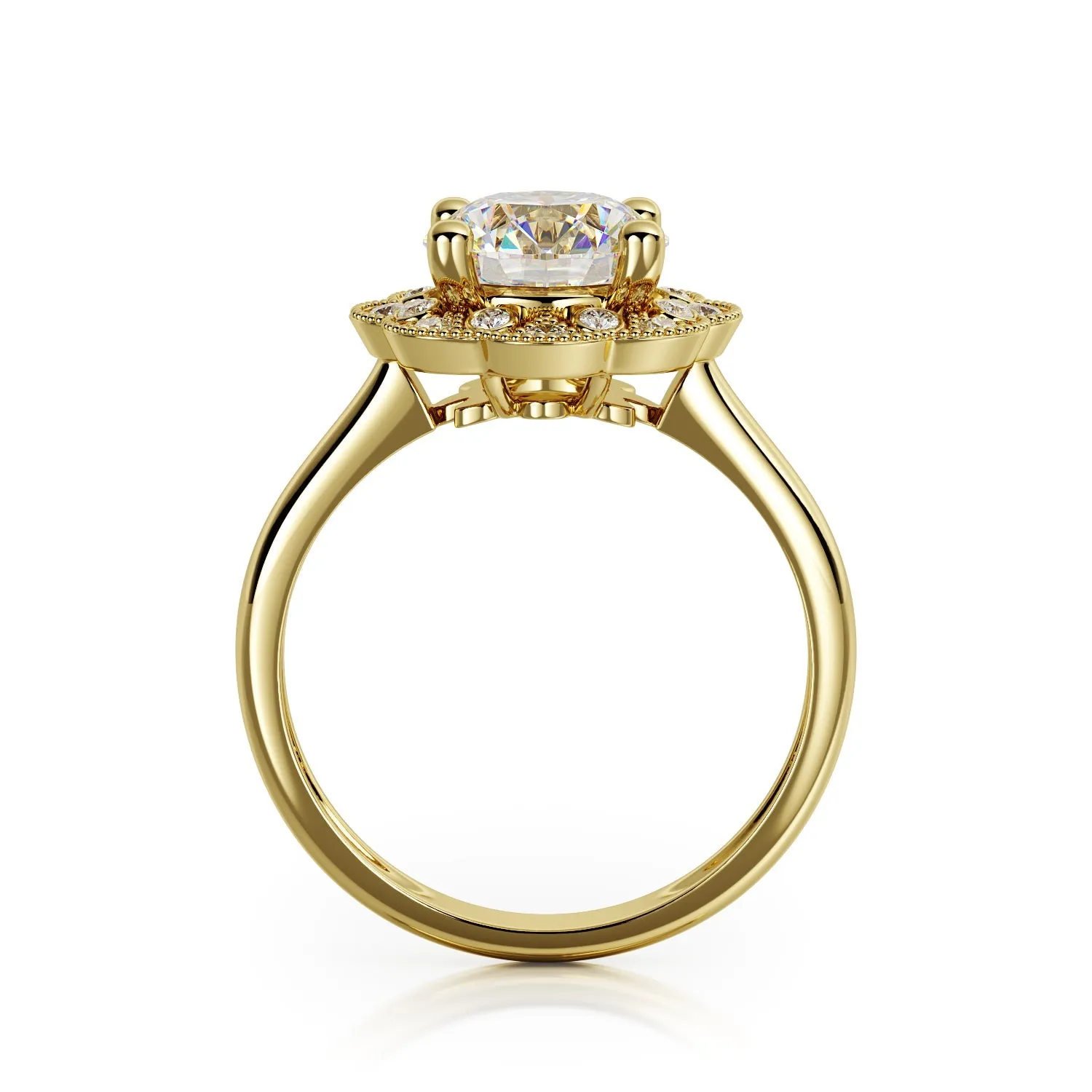 Twilight Decorative Halo Natural Round  Diamond Engagement Ring