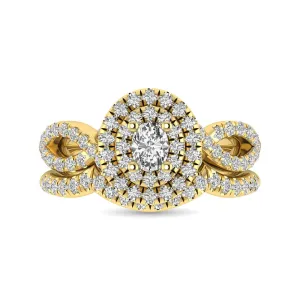 Twist Shank Double Halo Bridal Ring in 14KT Gold - Available in Multiple Cuts