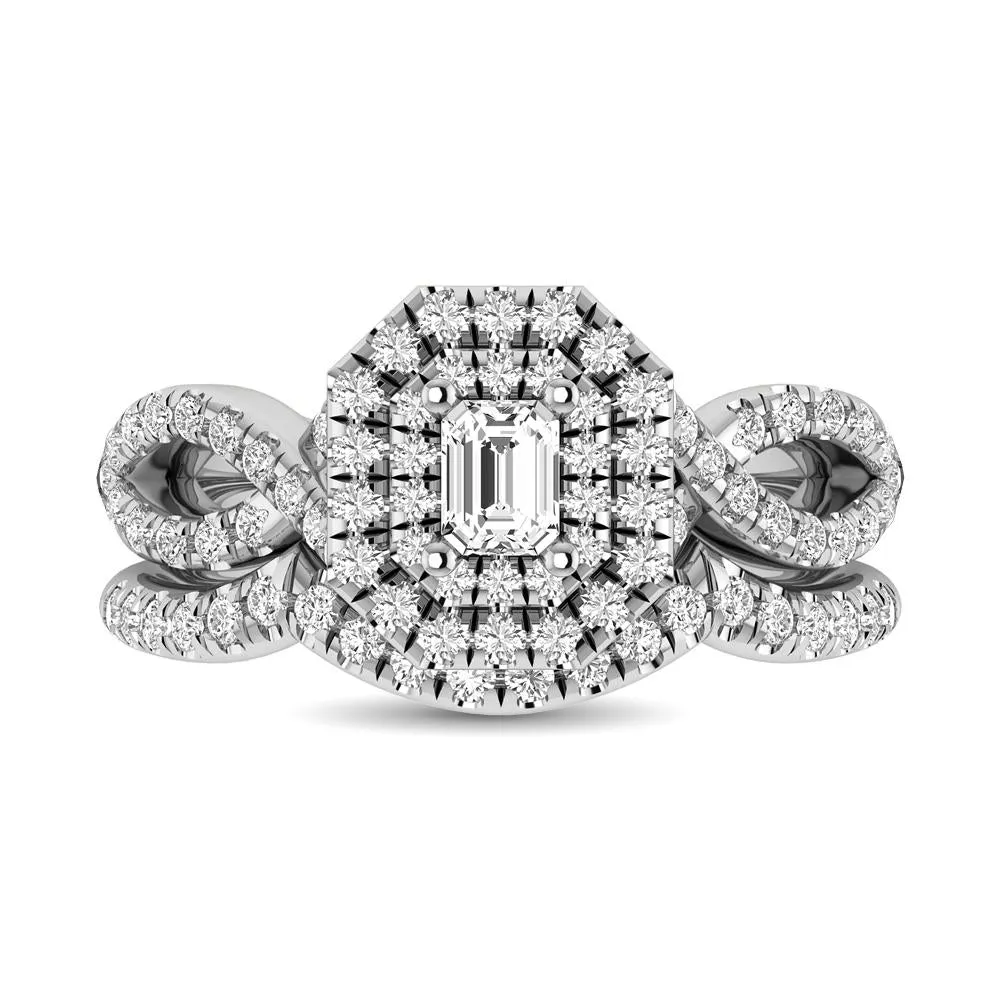 Twist Shank Double Halo Bridal Ring in 14KT Gold - Available in Multiple Cuts