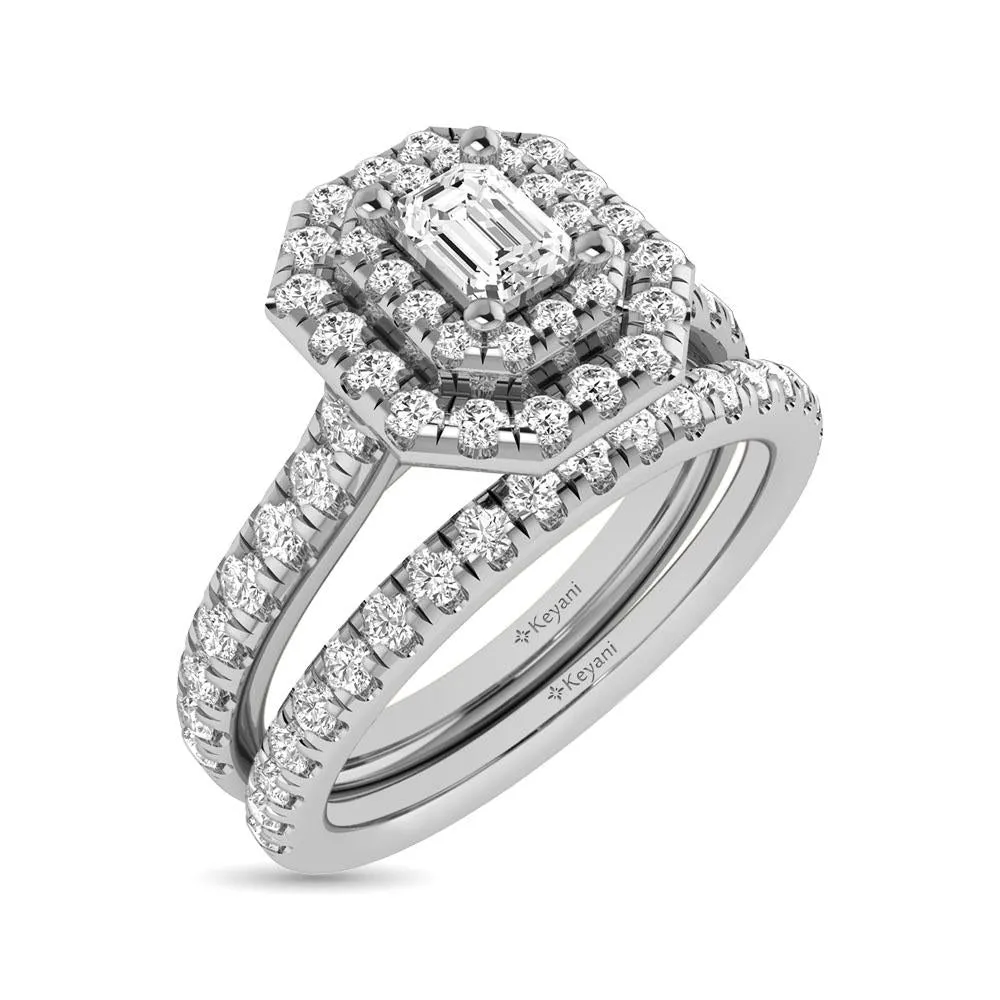 Twist Shank Double Halo Bridal Ring in 14KT Gold - Available in Multiple Cuts
